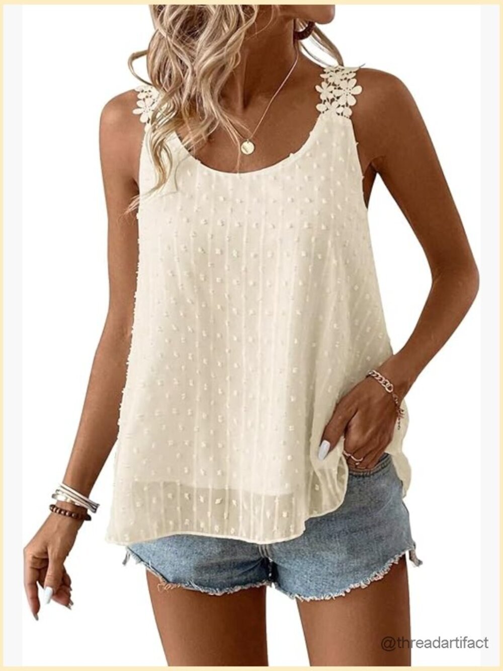 Sleeveless Lace Trim Tank Top Bohemian Summer Top